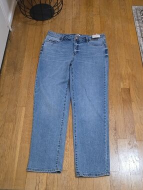 SO BRAND WOMEN'S JUNIORS BLUE MID-RISE SLIM STRAIGHT JEANS SIZE 17
